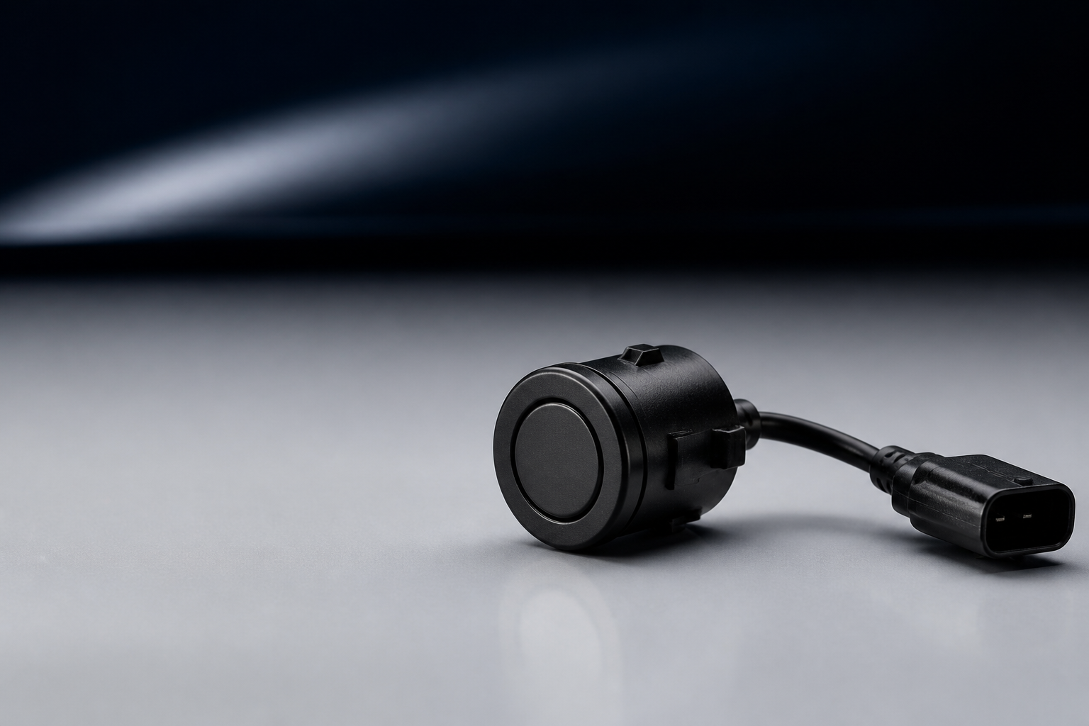Automotive parking sensor product on a clean studio background