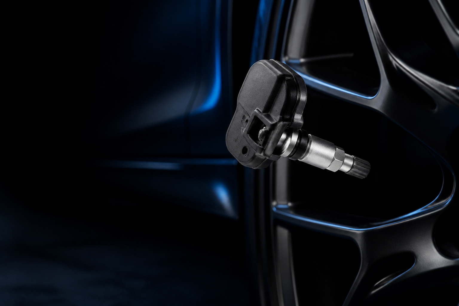 Precision TPMS sensor installed on a vehicle wheel